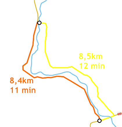 mapa trasy spływu Wkra-Joniec 
